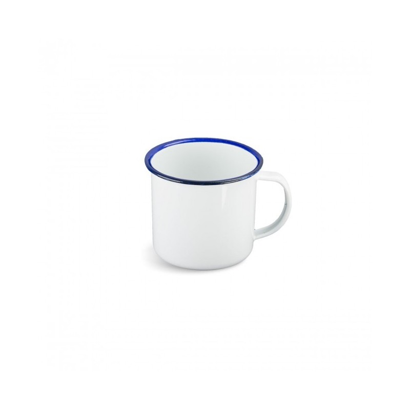 Trinkbecher Mug Tasse 280ml Emailliert weiß/blau