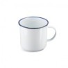 Trinkbecher Mug 560ml Emailliert weiß/blau