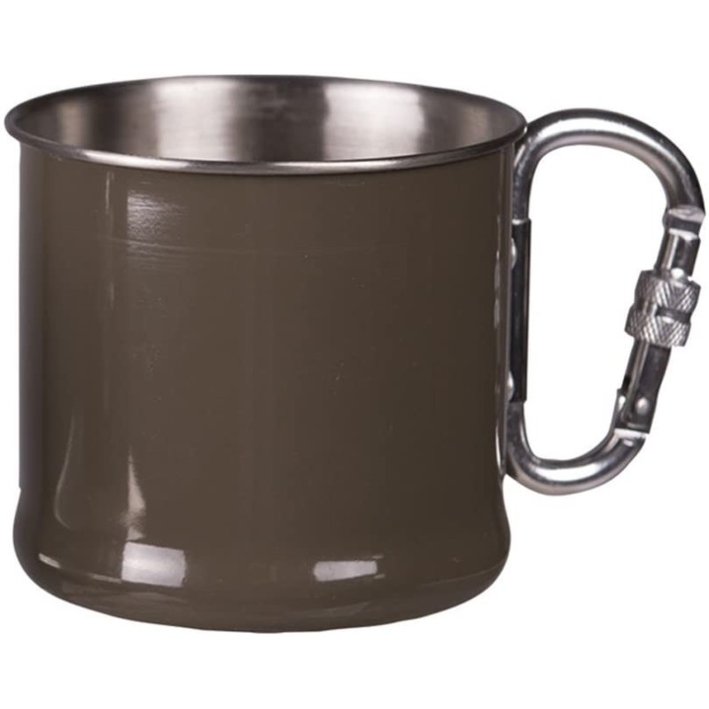 500ml Becher mit Karabiner Stainless Steel oliv