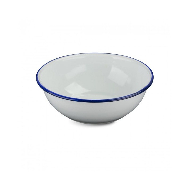 Schüssel Bowl Emaille weiß/blau 15,0cm