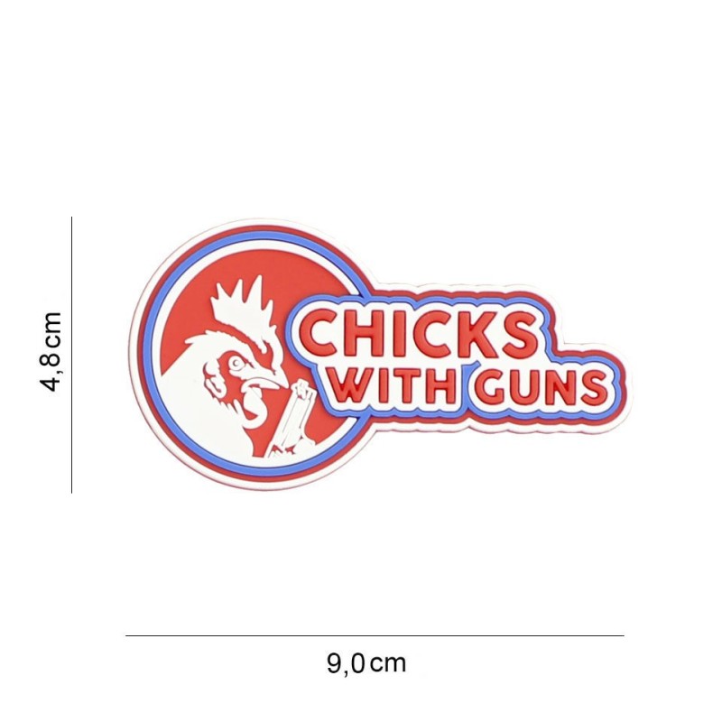 Klett Patch 3D PVC No.8094 Chicks with guns red 4,8 x 9