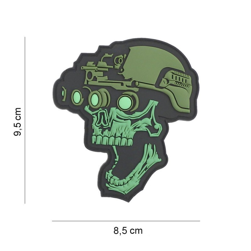 Klett Patch 3D PVC No.19043 Night vision skull grün 9,5 x 8,5