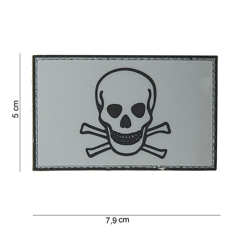 Klett Patch PVC No.10069 Skull and Bones grau/schwarz 4,9 x 8