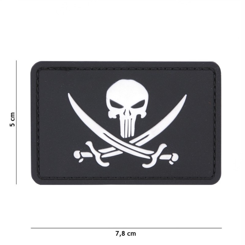 Klett Patch 3D PVC No.19077 Pirate schwarz/weiß 5,0 x 7,8