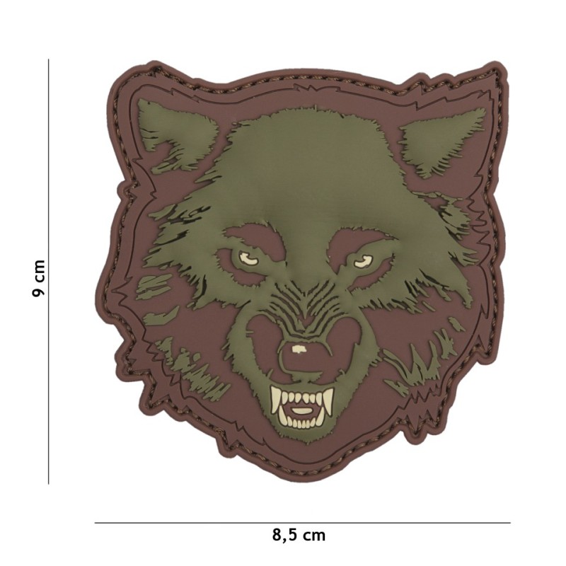 Klett Patch 3D PVC No.9054 Wolf grün/braun 9,0 x 8,5