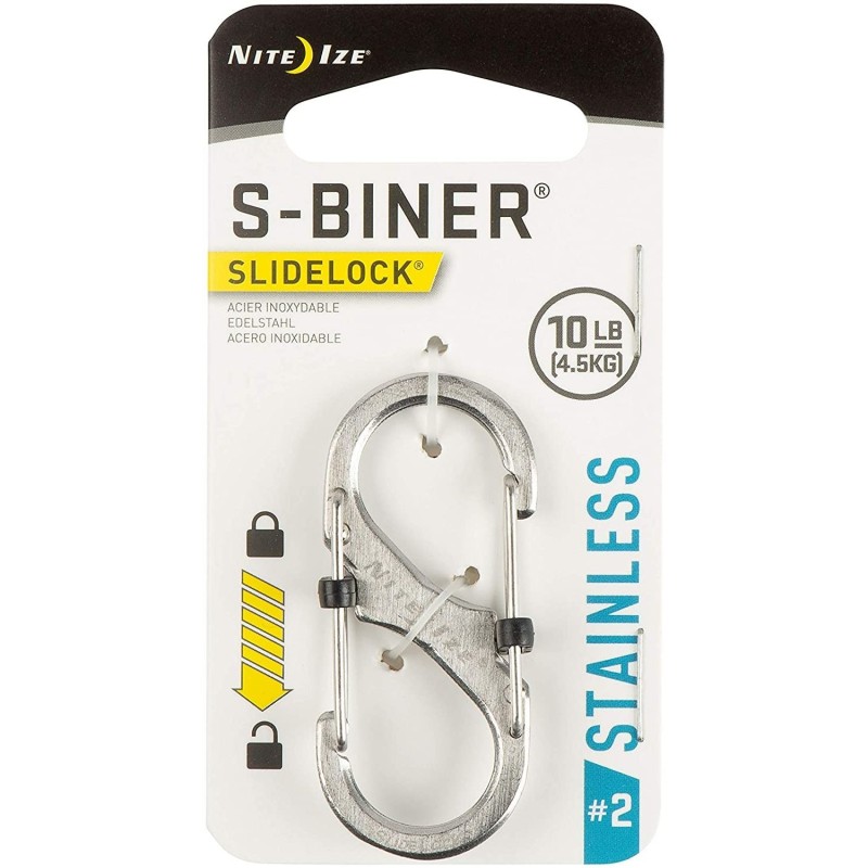 Nite Ize Karabinerhaken S-Biner Edelstahl Slide-Lock Nr.2 silber