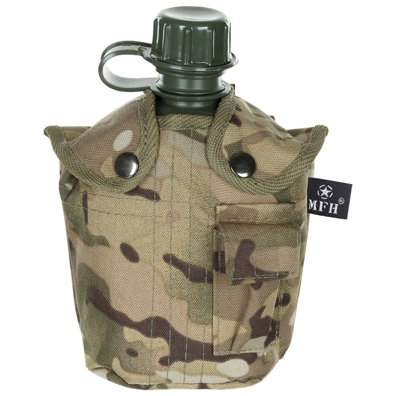 MFH US Feldflasche 1L Kunststoff BPA-frei mit Hülle operation-camo