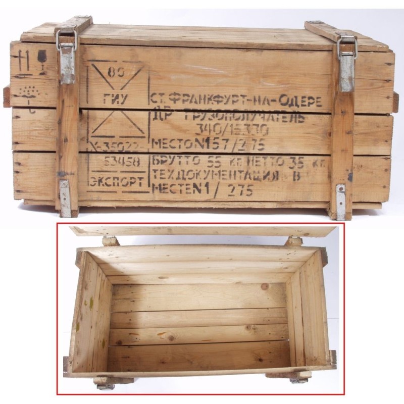Russ. Holzkiste Transportkiste natur beschriftet gebraucht 92 x 50,5 x 44 cm