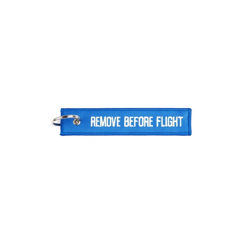 Schlüsselanhänger Remove before flight blau