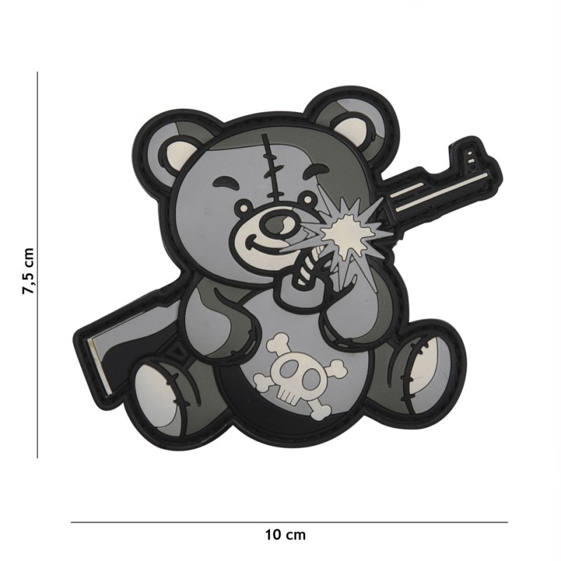 Klett Patch 3D PVC No.9015 Terror Teddy grau 7,5 x 10