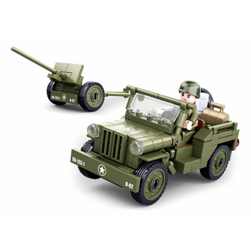 Spielzeug Allied Jeep mit Anti-Aircraft guns M38-B0853