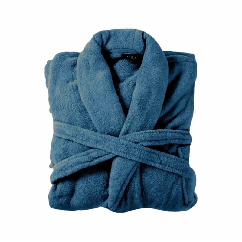 Bademantel & Saunamantel in Teddy-Plüsch-Qualität I Microfaser kuschelig weich I unisex I extra flauschig [Blau]