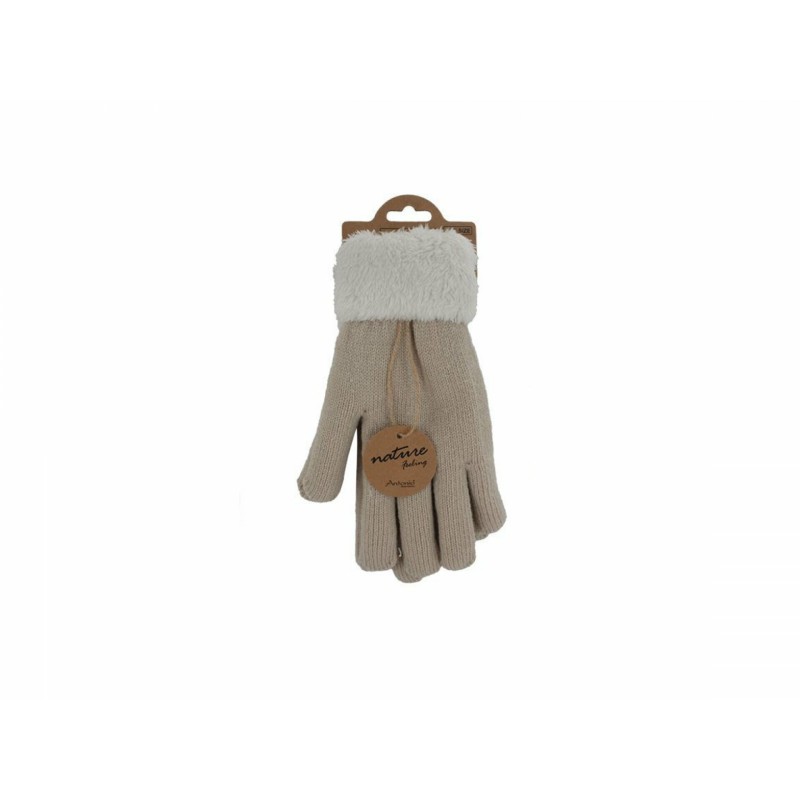 Gefütterte Teddy Winterhandschuhe I Strickhandschuhe [Beige]