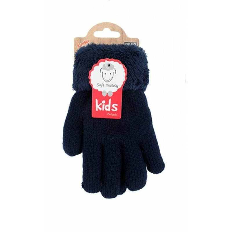 Kinder Winter Handschuhe | flauschig warme Soft Teddy Füllung | gefütterte Kinderhandschuhe [Dunkelblau]