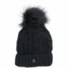 Premium Damen Wintermütze gefüttert Strickmütze Warm Fellbommel Mütze Beanie [schwarz]