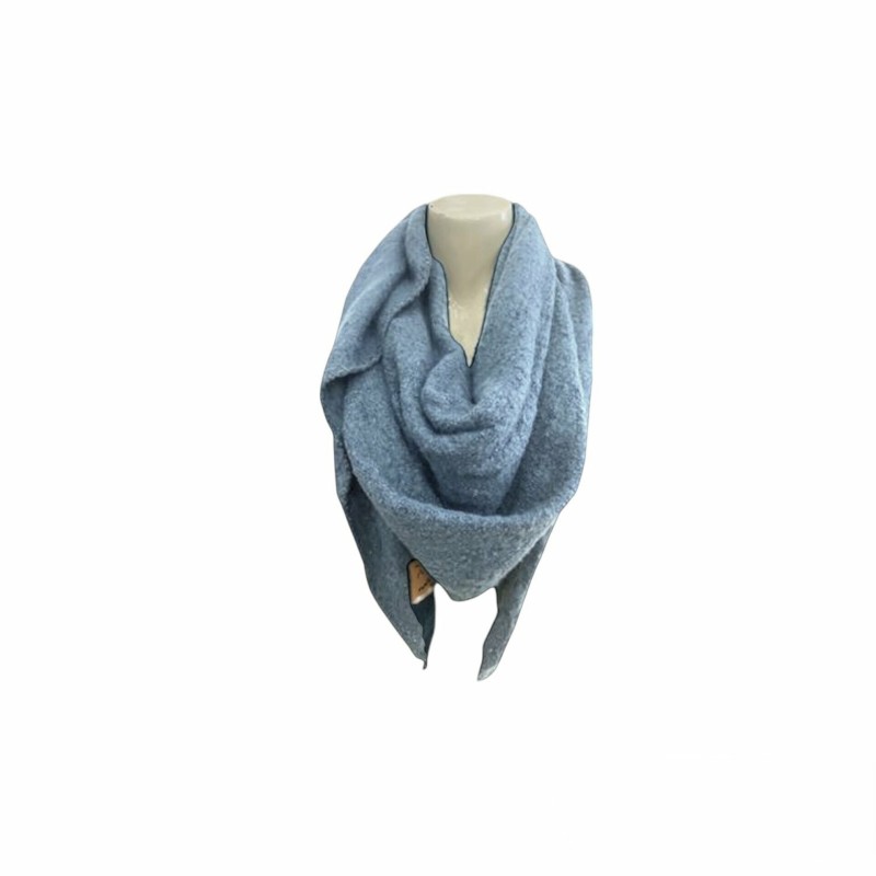 Winter Damen Schal Bouclé | hochwertiger Dreiecksschal | Alpaca Touch-Feeling | sehr weich & flauschig 200x70 cm [Blau]