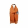 Winter Damen Schal Cashmera | hochwertiger Filzschal mit Blume | Damenschal Super Soft Feeling 180x72 cm [Orange]